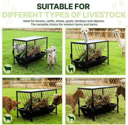 Dimensions of the Goatzy large hay feeder with roof and wheels