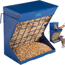Wall Mount Hay Feeder With Roof for Goats, Horses & Sheep (BLUE)