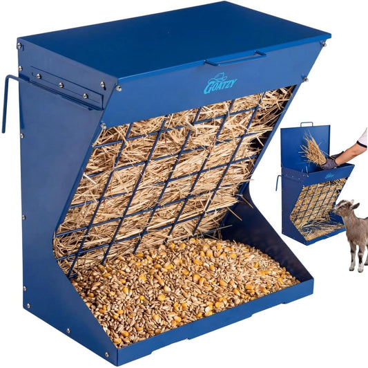 Wall Mount Hay Feeder With Roof for Goats, Horses & Sheep