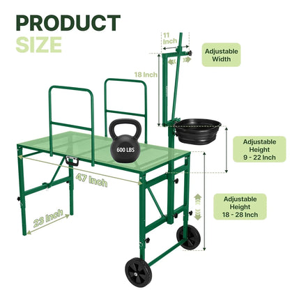 Green goat stand dimensions: 47 x 23 inch platform, 600 lbs capacity, adjustable height #green