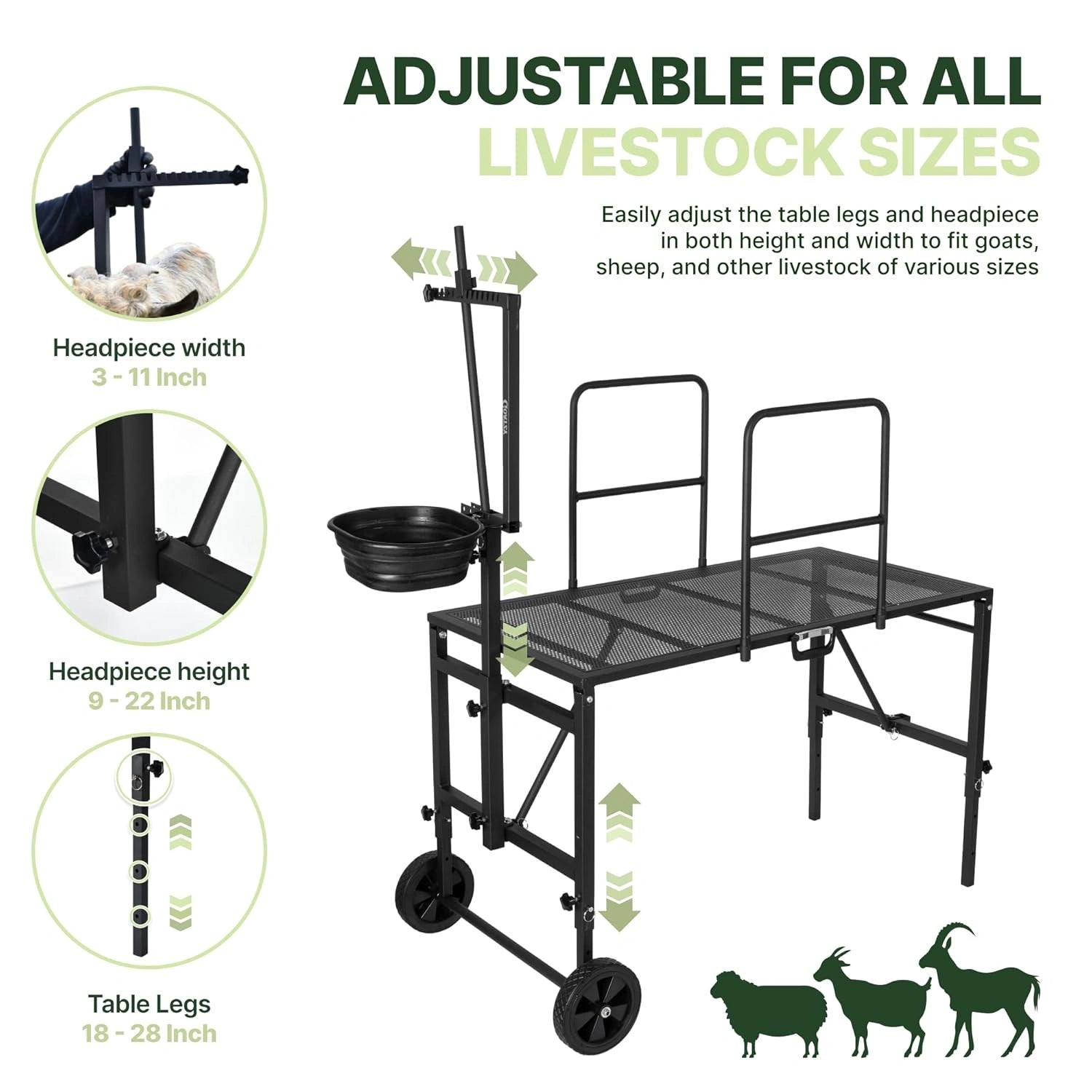 Close-up of the adjustable headpiece on a Goatzy goat stand