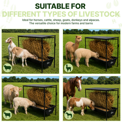 Large Hay Feeder for Goats & Sheep with Roof & Wheels