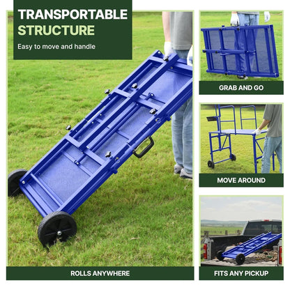 Foldable blue goat stand with wheels, easy to transport and fits any pickup #blue