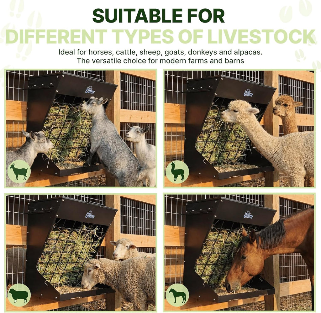 Wall Mount Hay Feeder With Roof for Goats, Horses & Sheep