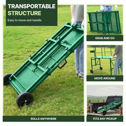 Foldable green goat stand with wheels, easy to transport and fits any pickup #green