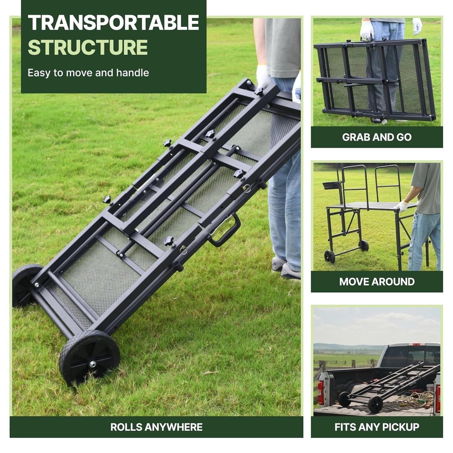 Goatzy goat stand with feeder rails used for milking and grooming