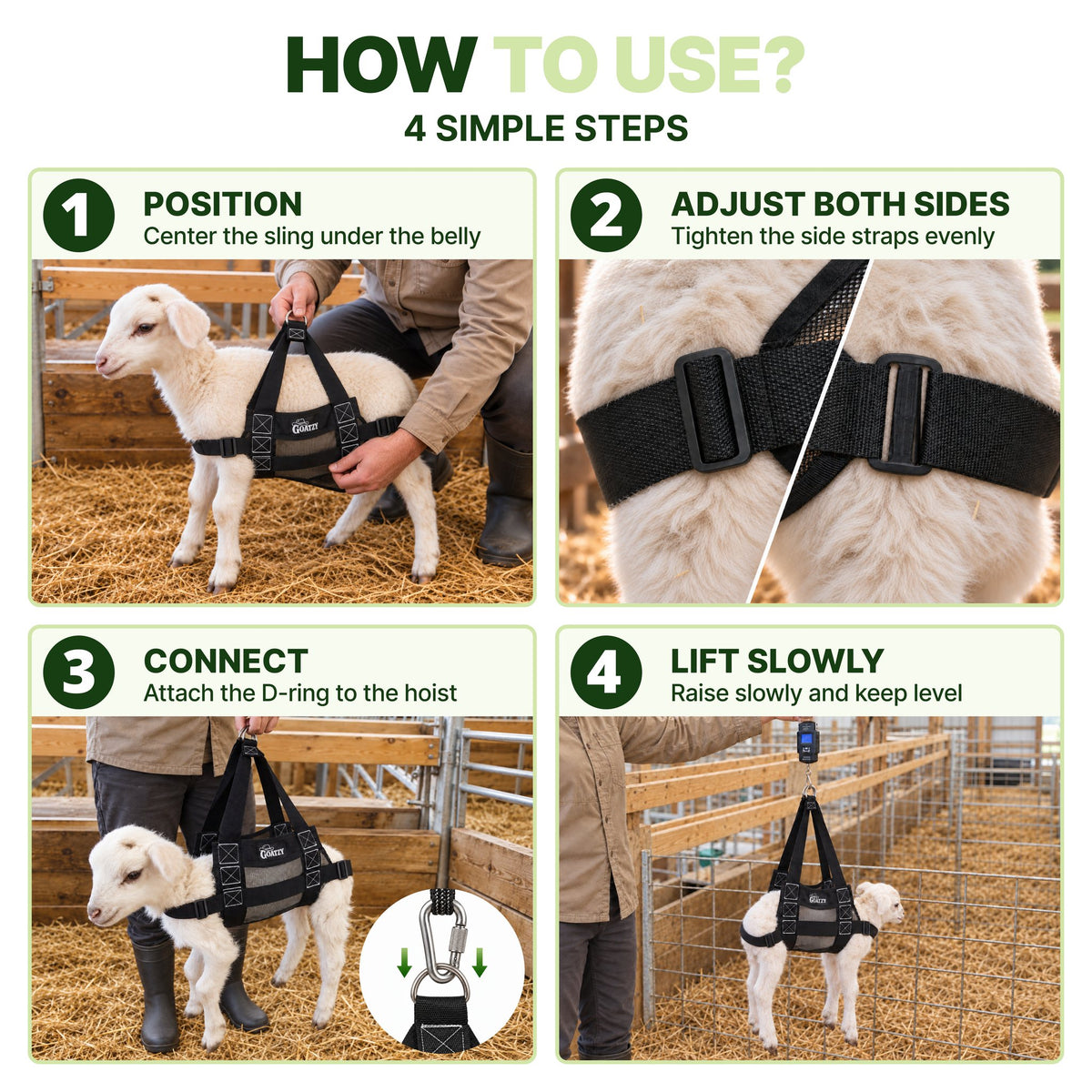 How to use the goat sling in 4 steps