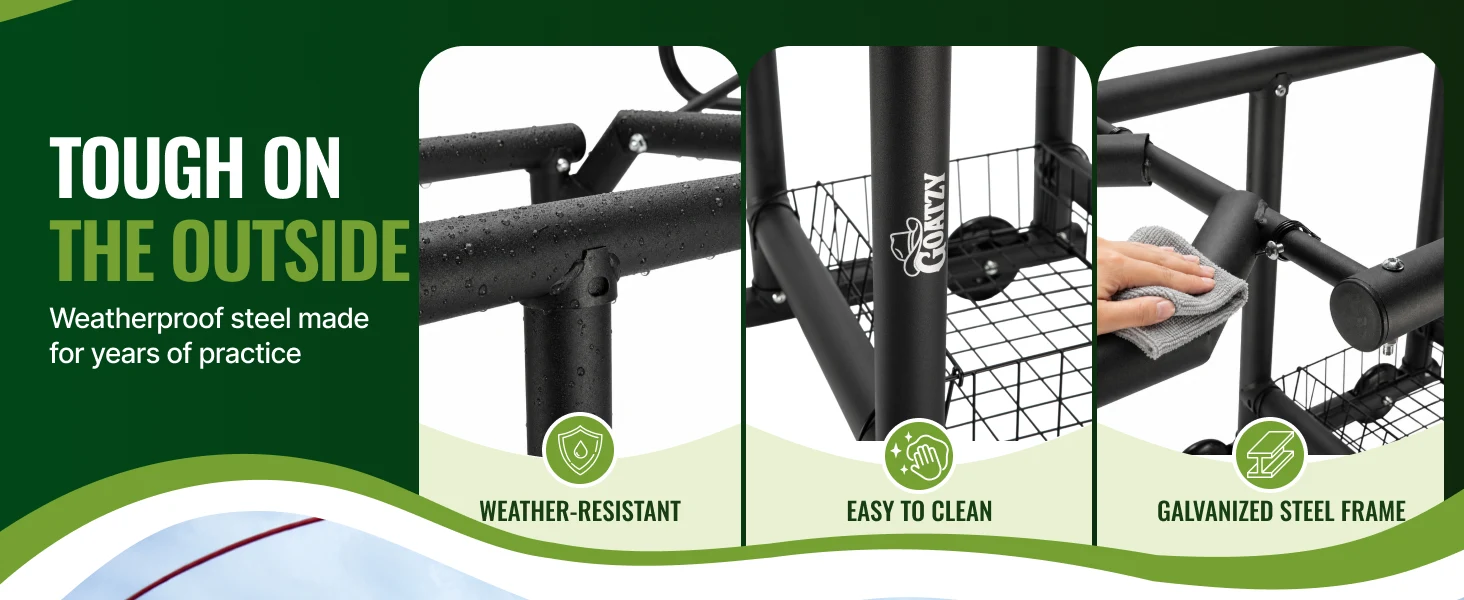 Weatherproof steel roping dummy: weather resistant, easy to clean, galvanized steel frame