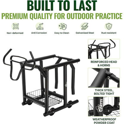 Galvanized steel roping dummy with reinforced head and weatherproof powder coat